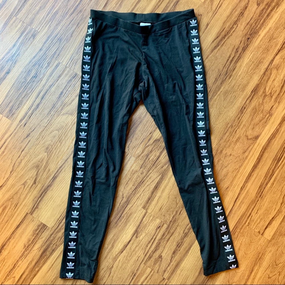 Adidas logo stripe leggings